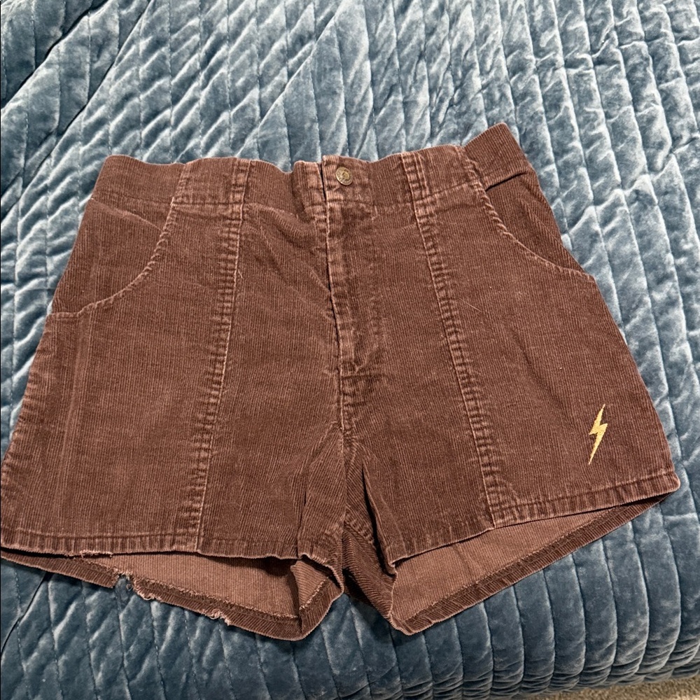 Brown Corduroy Women Shorts